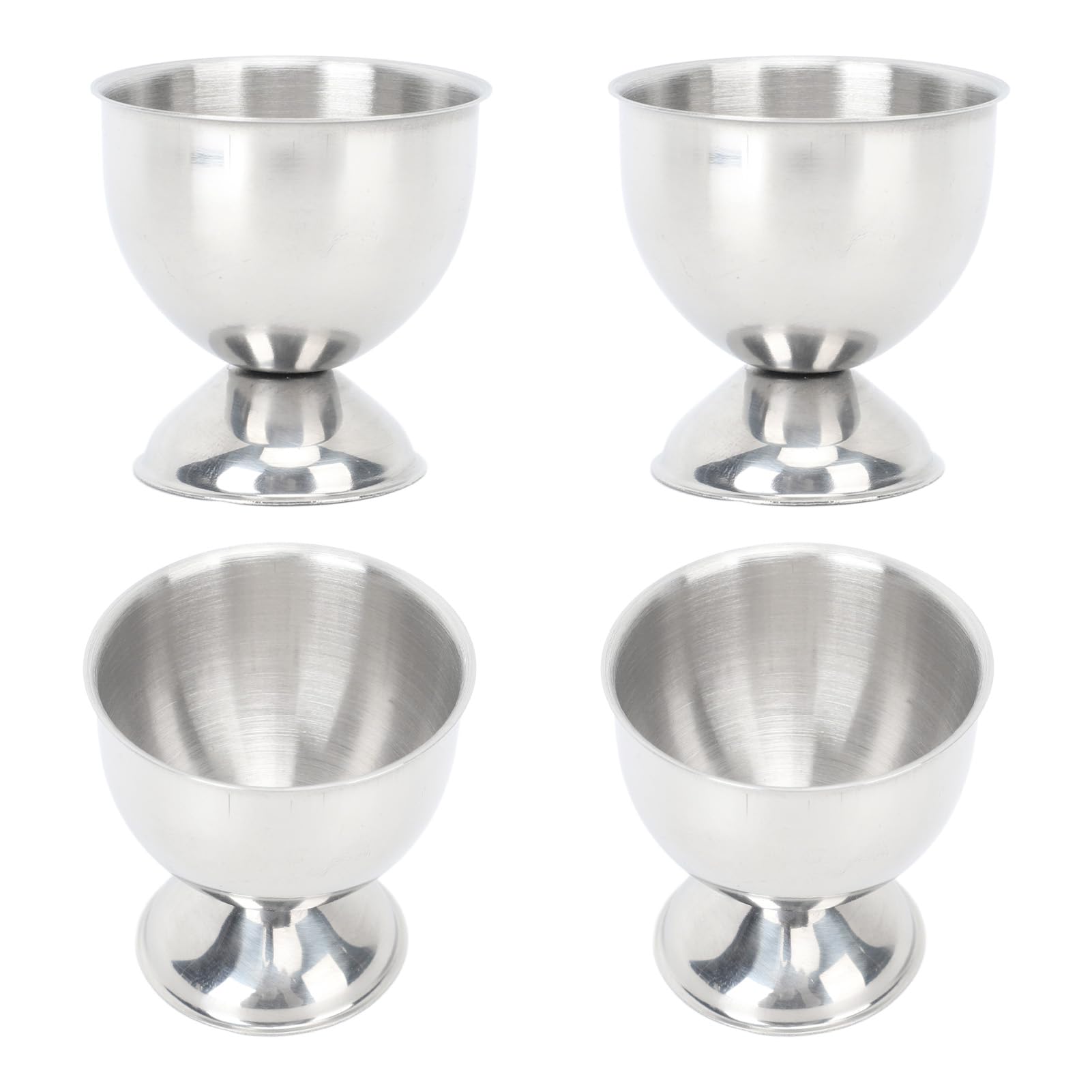 4PCS Stainless Steel, Egg Cup Holder High Temperature Steel Small Wine Cup Egg Tray Cups for Boiling and Steaming Eggs Holder 40ml White