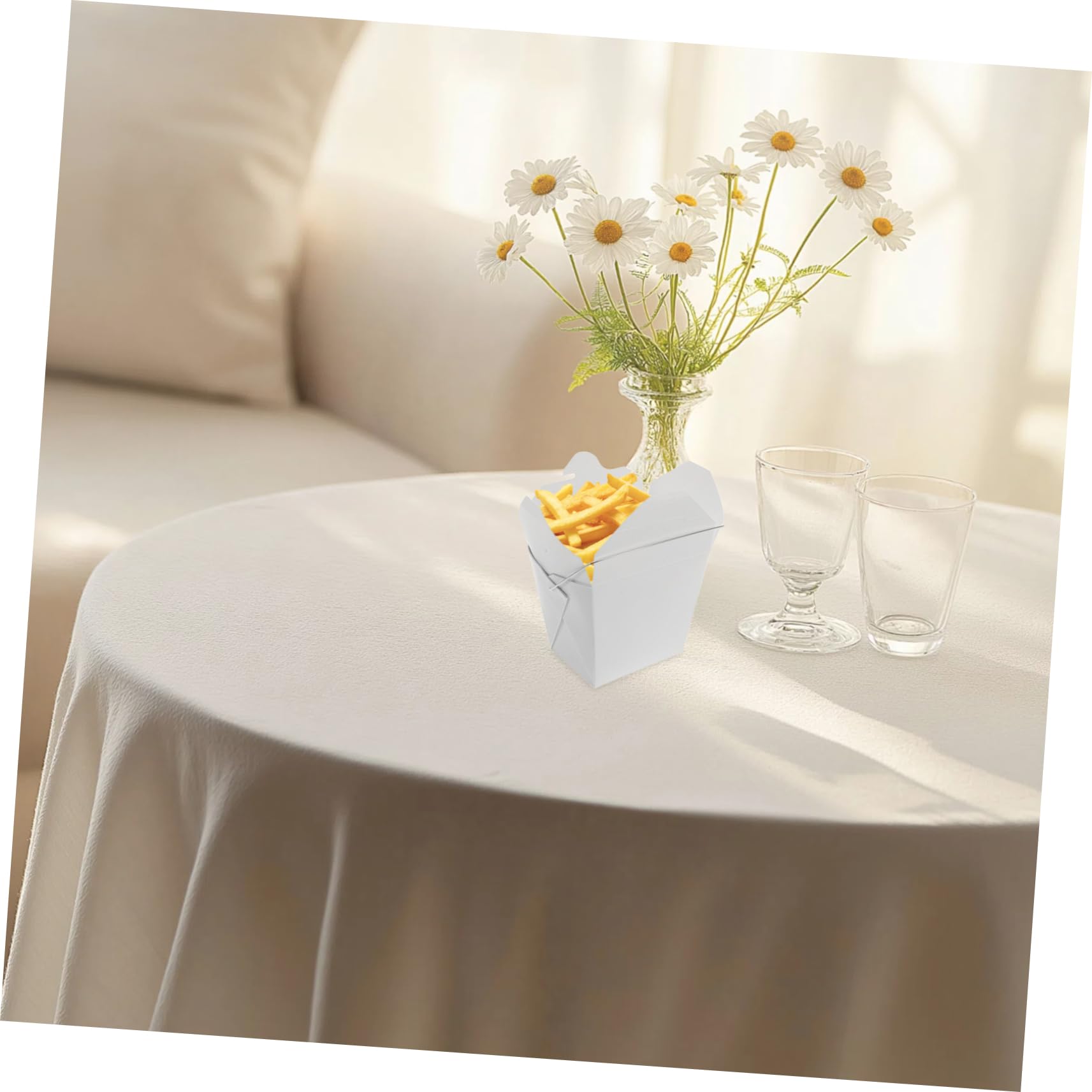 SOLUSTRE Lebensmittelbehälter Vielseitiges Design mit Drahtgriff Chinesische Take Away Boxen aus Papier 50 Stück für Kalte und Warme Speisen für Familienfeiern und Reisen