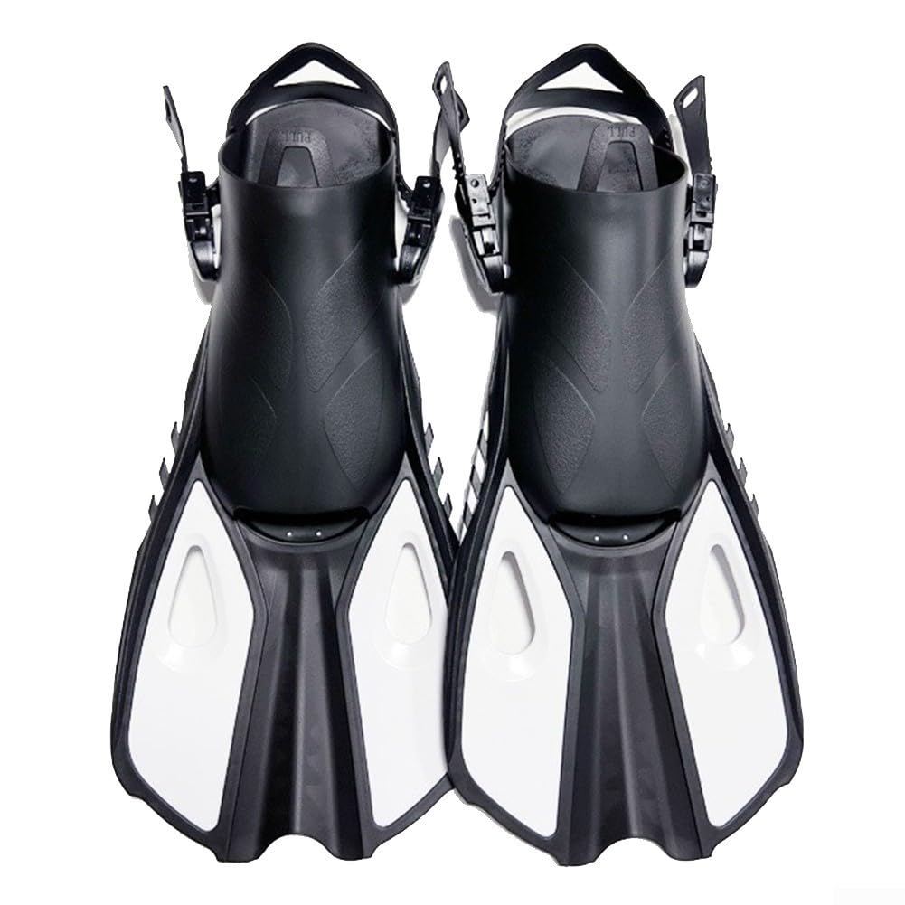 Sawhamale Adjustable Snorkeling Fins for Adults, Lightweight Silicone Swim Training Fins with Secure Fit for Diving and Swimming, Wear-Resistant Open Heel Flippers(S/M white)
