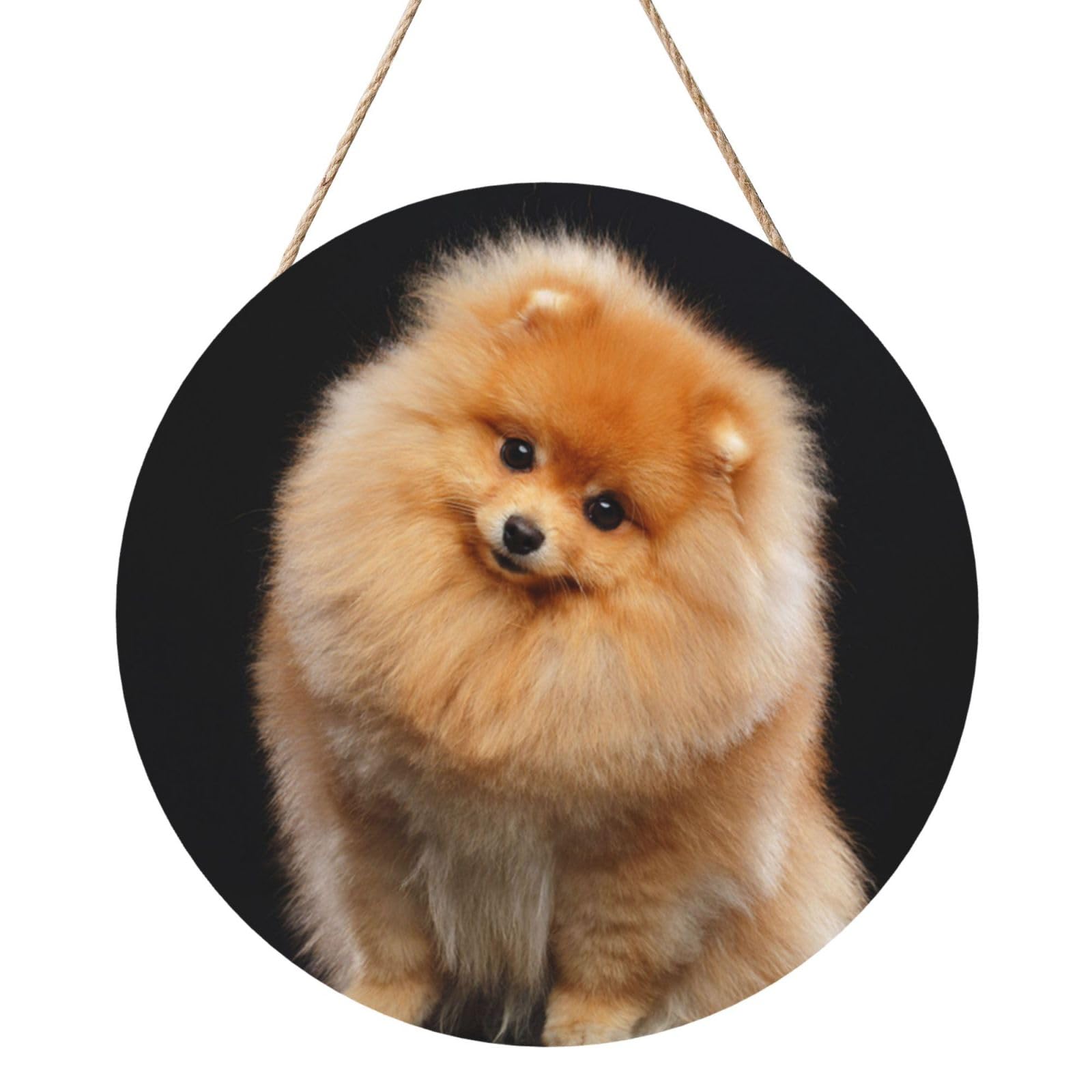 InOmak Pomeranian Dog Puppy Cute, Round Wood Panel Painting 12 in, Wall Hanging Painting For Home