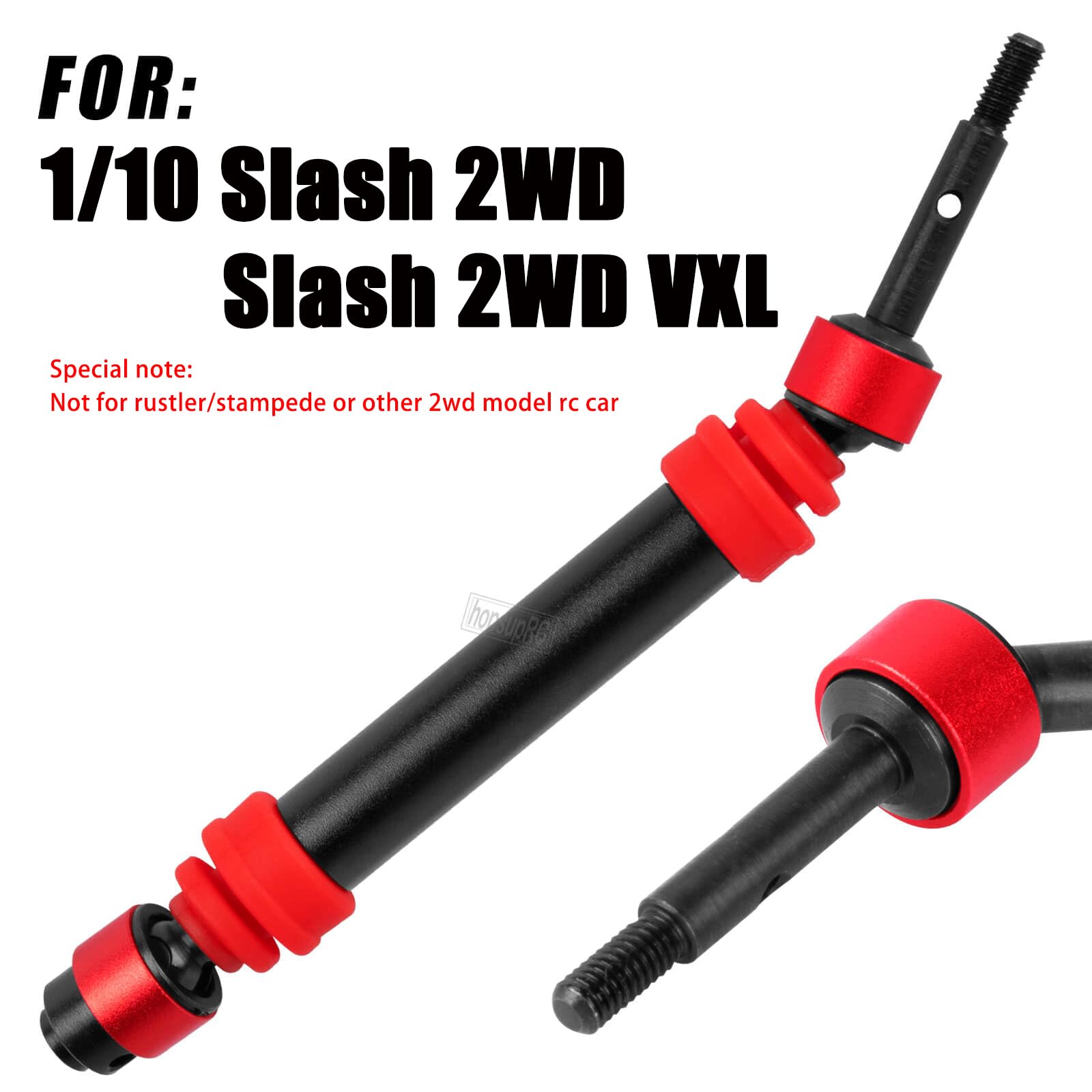 hopsupRC #45 Steel RC Drive Shaft Axles Upgrades Part for 1/10 Slash 2wd (VXL),Harden Front axle&Rear CVD Driveshafts Hops up,Black witrh Red(2PCS)