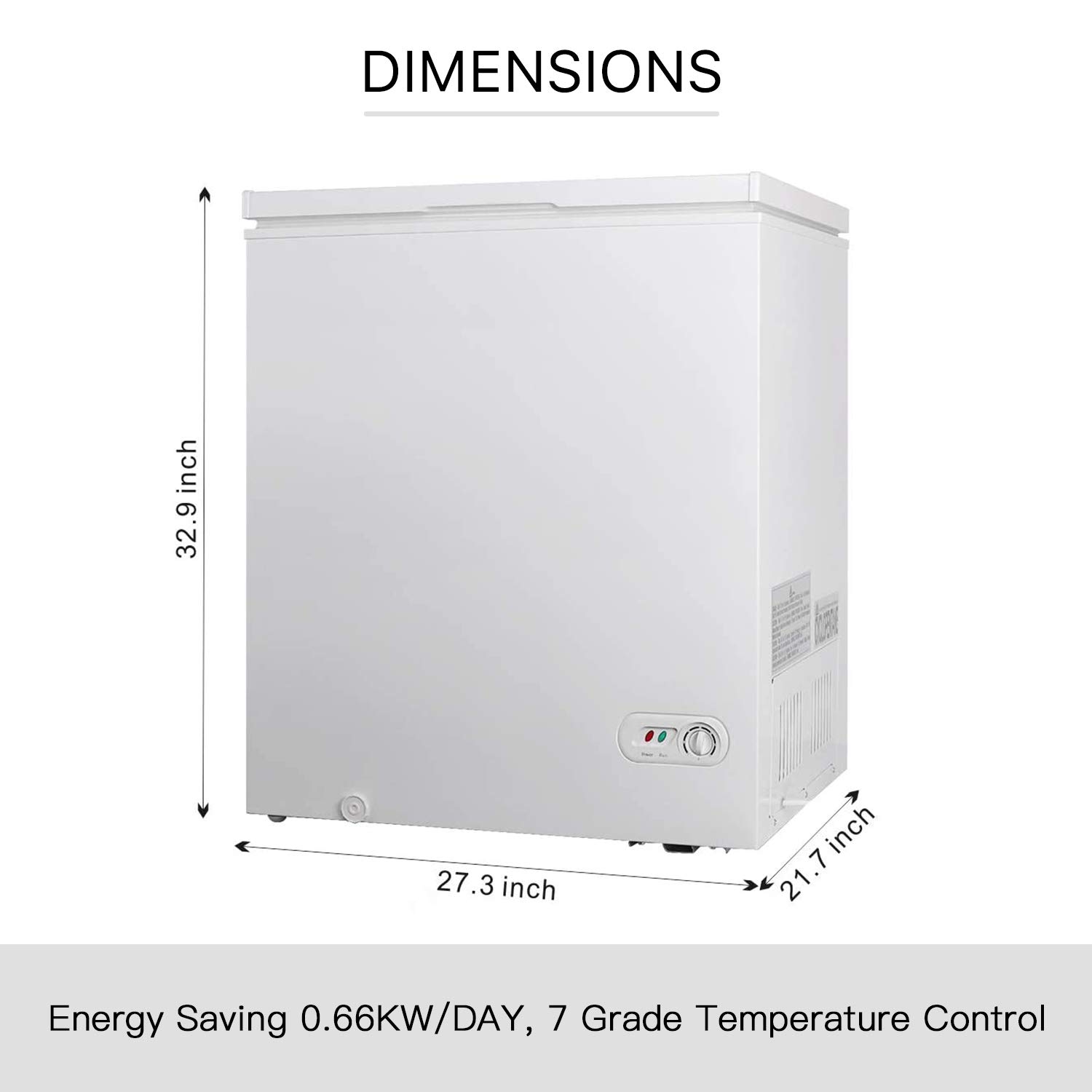 R.W.FLAME Chest Freezer, Deep Freezer 5.0 Cu.ft. w/Removable Basket, Adjustable Temperature, Energy Saving, Top Open Door Compact Freezer, White on Fridge.com