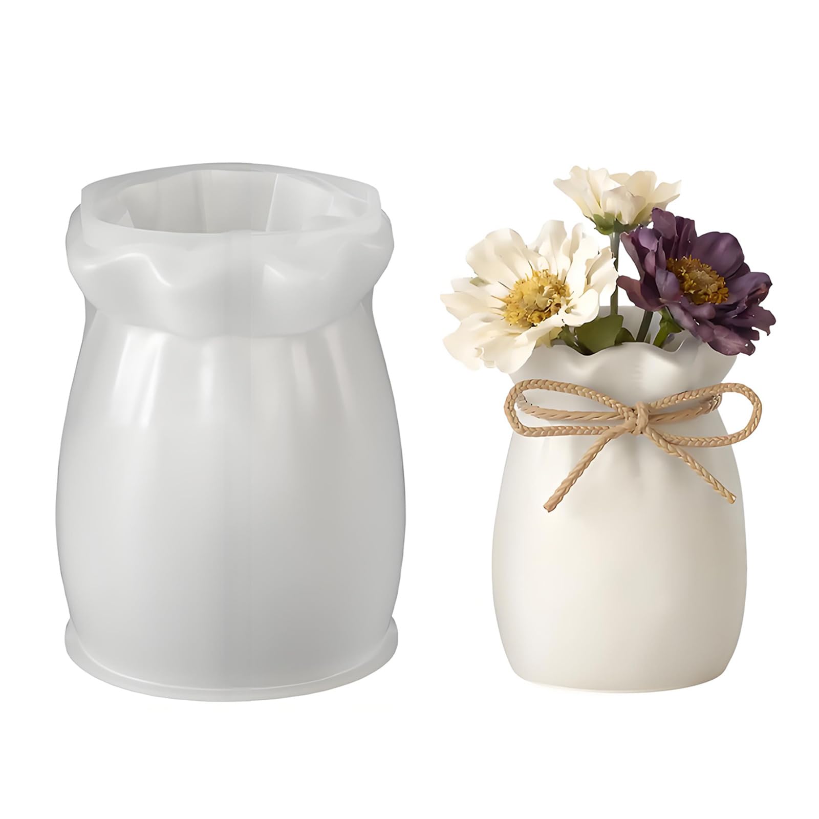 PANGBOER Bag Silicone Vase Mold Easy Demolding Concrete Ornament Holder Bag Silicone Vase Mold Easy Demolding Concrete Ornament Holder
