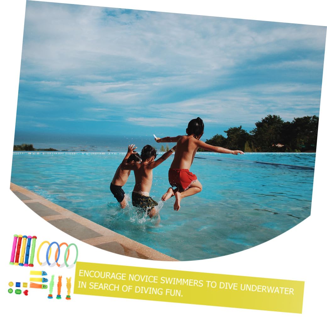 Ensemble de Jouets de Plongée 21pcs en PVC pour Piscine Anneaux, Bâtons et Pieuvres, Design Lisse et Facile à Saisir, pour Garçon et Filles Débutants en Natation Couleur Aléatoire