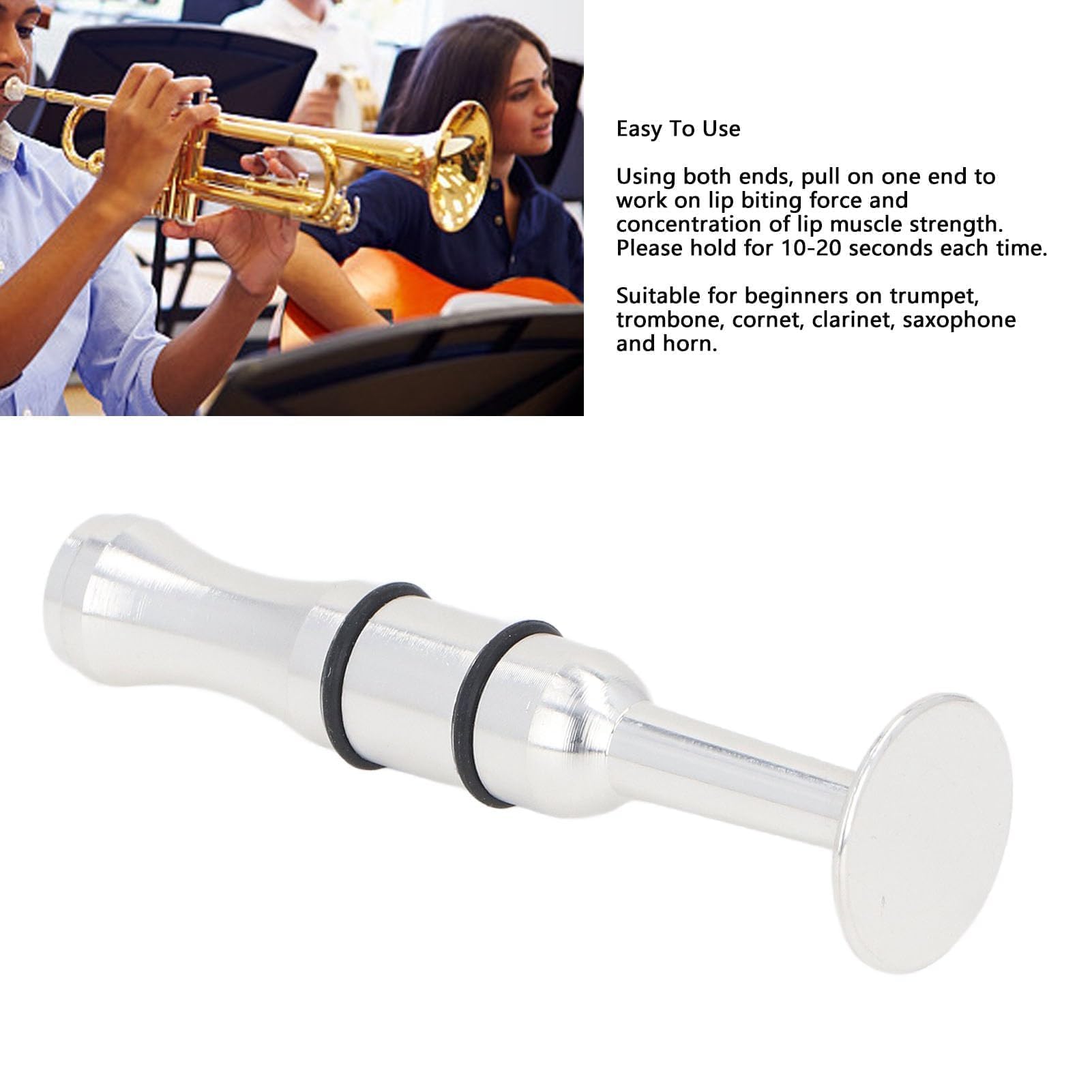 Dispositivo Entrenamiento Embocadura, Ejercitador Labios Metalico para Trompeta Trombón Saxofón, Fortalece Musculos Boca Corrige Forma, Entrenador Musical para Estudiantes Pri