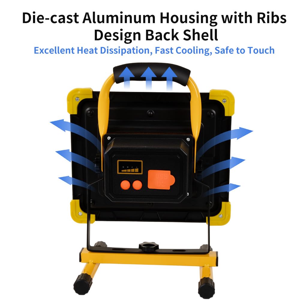 Lampe De Travail LED Rechargeable SVCEQZE - Sans Fil, Ports USB-C/USB, Compacte 12x10.5x18.5cm - Chantier, Atelier, Camping - 5