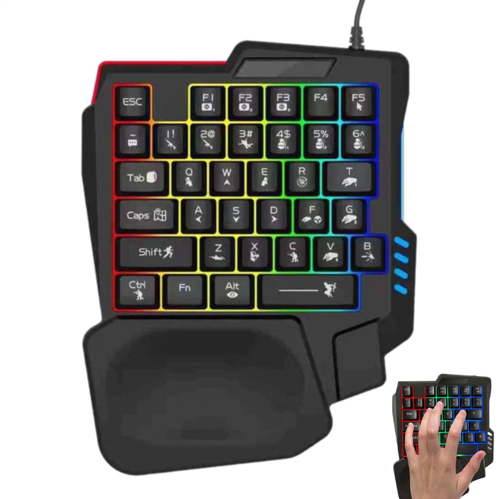 Teclado mecánico portátil y ergonómico de una sola mano con teclas de juego programables 8