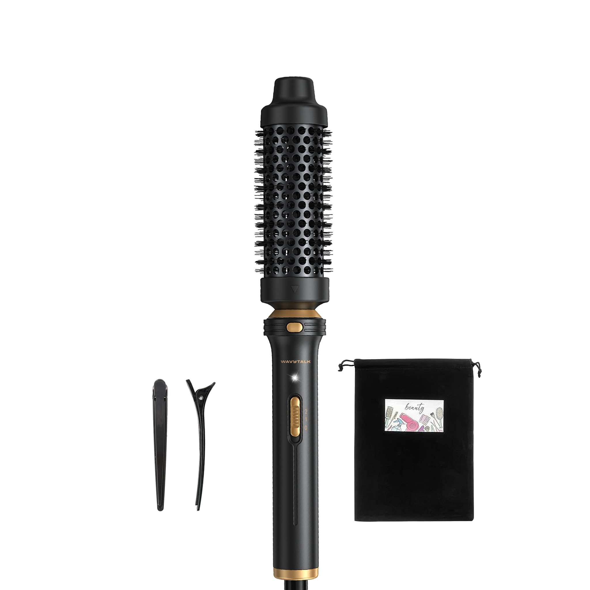 Wavytalk Thermal Brush, Heated Round Brush, 1 1/2 inch Thermal Brush Blowout Look with Detachable Brush Head, Thermal Round Brush Dual Voltage for Travel, Black