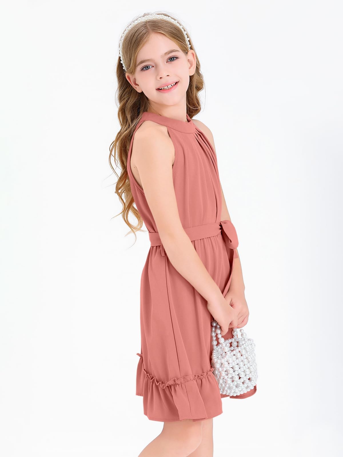 Vestido de niña sin mangas clásico casual largo hasta la rodilla verano princesa fiesta boda