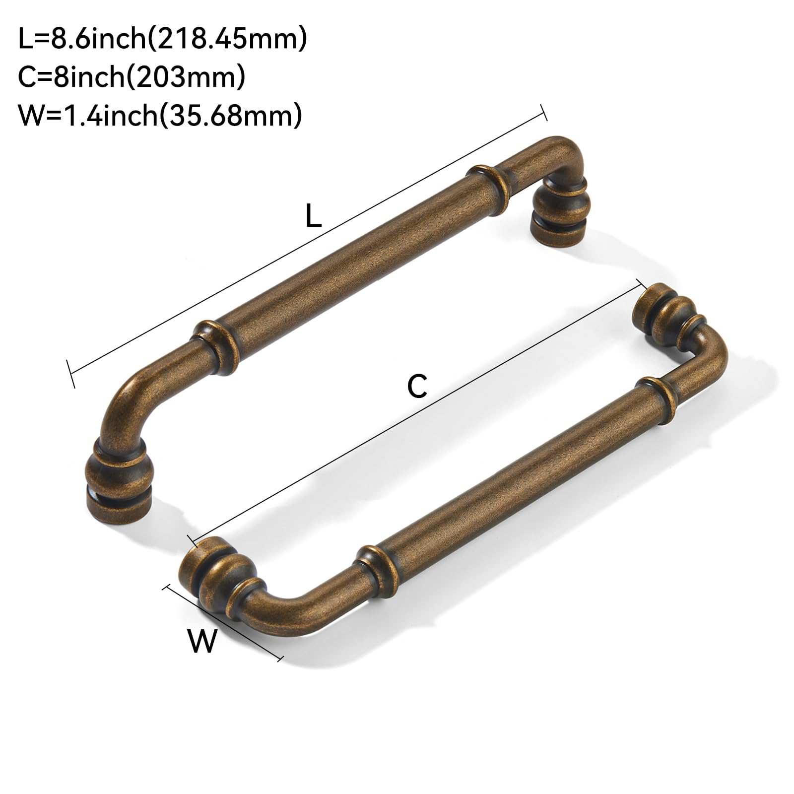 khtumeware 10 robuste Schrankgriffe aus antikem Messing, 20,3 cm