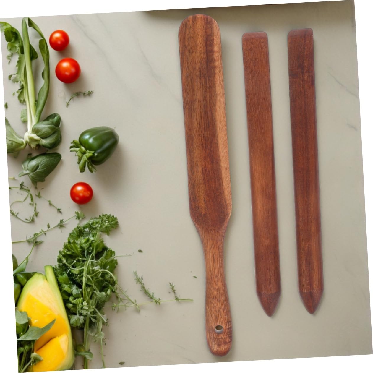Bastoncino per Mescolare Pane 3pezzi in Legno di Acacia | Impasto Madre e Lievitati, Superficie Liscia, Marrone Naturale, Uso in Cucina e Panificazione