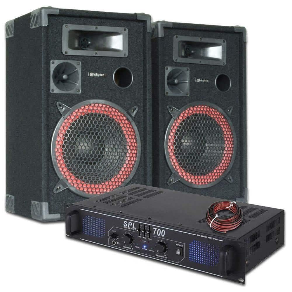 MAX SkyTec DJ PA Kit Amplificateur et Haut-Parleur 700W