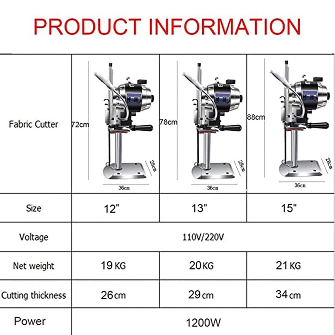 1100/1200w Coupe-Couteau Électrique Vertical en Tissu Droit, Machine De Découpe De Tissu Électrique avec Système D'Affûtage Automatique Et Lumière LED, Idéal pour Tissu, PVC, Moquette,8"