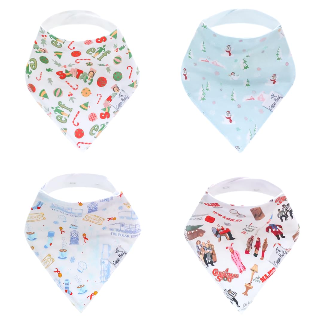 Copper Pearl Baby Bandana Bibs - 4 Pack Soft Cotton Bibs for Drooling & Teething, Absorbent, Adjustable Fit, Many Styles