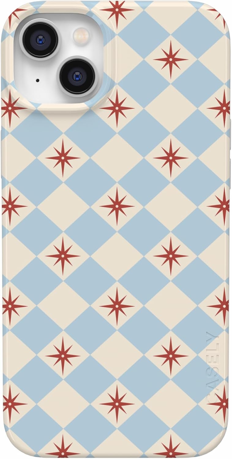 Casely iPhone 14 Plus Case | Chelsea Checker | Starlight Tiles | Compatible with MagSafe | Classic Ultra Slim Design