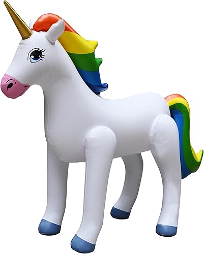 Jet Creations Unicornio inflable de pie arco iris decoración de fiesta de piscina 40 pulgadas de largo animal de peluche an-UNI multicolor 40
