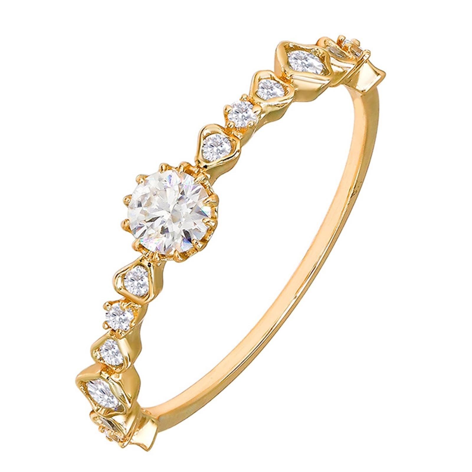 Anillo de amistad Au 375/585/750, oro amarillo Moissanite filigrana Petite