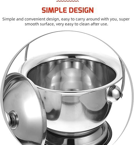 Miniatura 2 de DOITOOL Olla de cámara para urinario, inodoro de emergencia, cubo de orina nocturna, de acero inoxidable, para hospital, camping, coche, dormitorio,