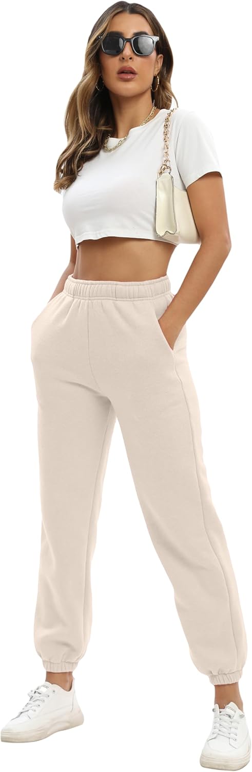 Womens Fleece Sweatpants High Waisted Cinch Bottom Lounge Baggy Joggers Pants - Image 5
