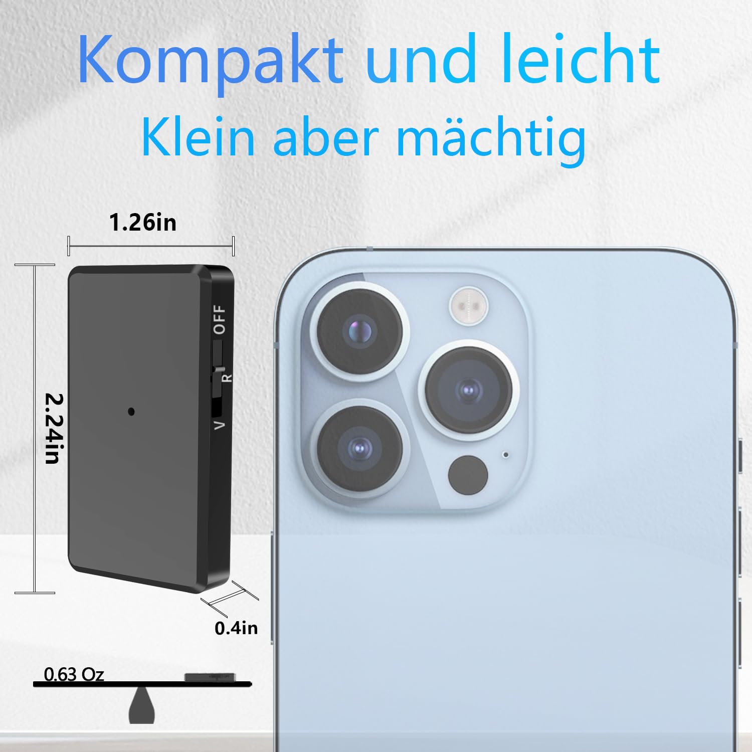 Diktiergerät Mini 64 GB - Voice-Recorder mit Sprachgesteuerter Aufnahme, Rauschunterdrückung, Audio Aufnahmegerät Mini mit Kopfhörer, Wiederaufladbarer Audiorecorder, für Auto/Meetings/Klasse/Vortrag
