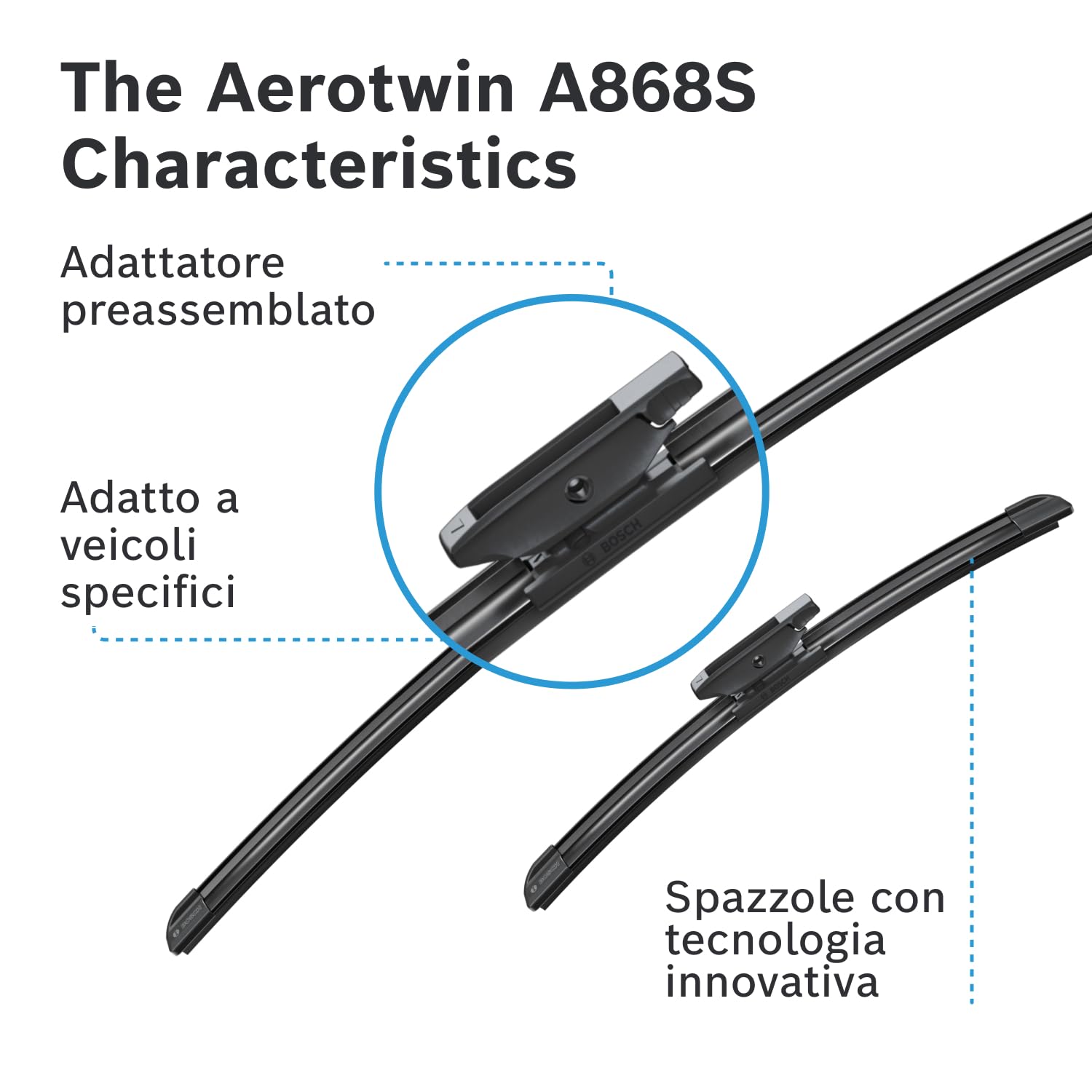 Tergicristalli Bosch Aerotwin A868S, lunghezza: 650 mm/340 mm — set per parabrezza anteriore