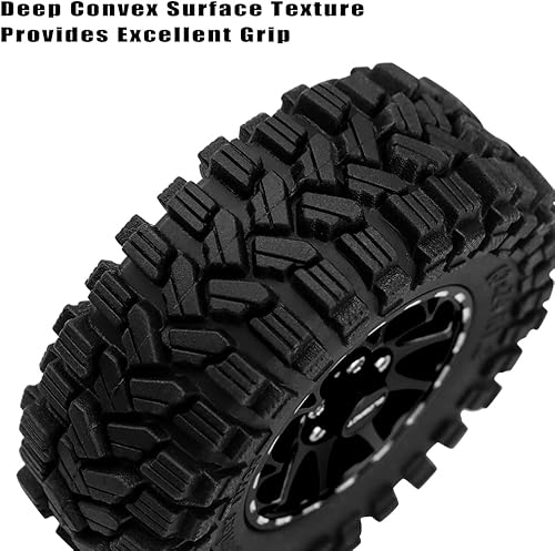 Miniatura 4 de GLOBACT Neumáticos de aluminio de 9 radios de 1.2 pulgadas, neumáticos de goma suave y pegajosa de 2.441 x 0.945 in para 118 TRX4M 124 Axial SCX24