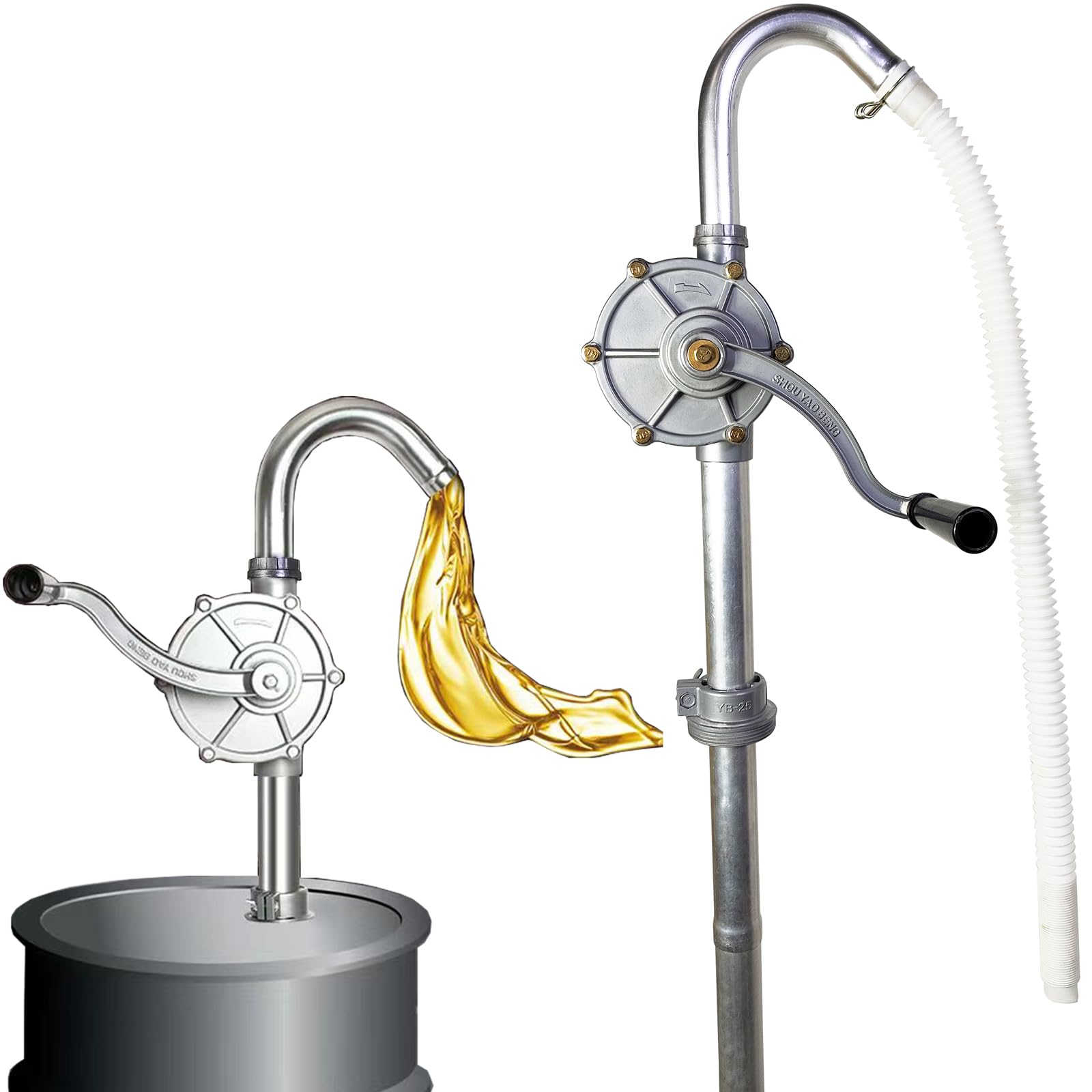 55 Gallon Drum Pump, Barrel Pump for engine oil, diesel fuel, gasoline, kerosene, Hand Pump for 55 Gallon Drum, 50, 5, 15, 30 gal Drum (Black)