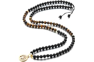 Men's Obsidian Necklace: Tree of Life Beaded Necklace for Zen and Style