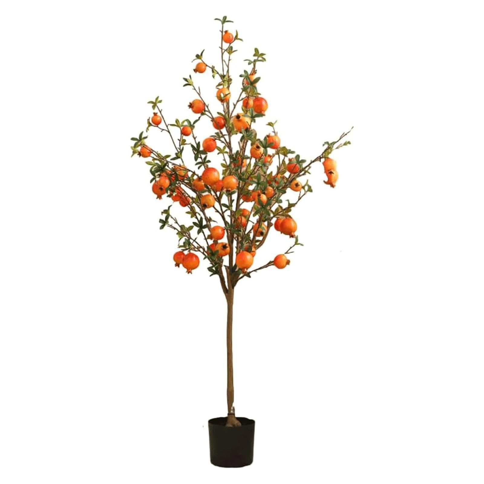 HCZKIUJY Artificial Trees 150cm/4.9 Ft Faux Plant Potted Plant Fake Tree Pomegranate Fruit Tree Fake Plant Indoor Outdoor Decoration (B)