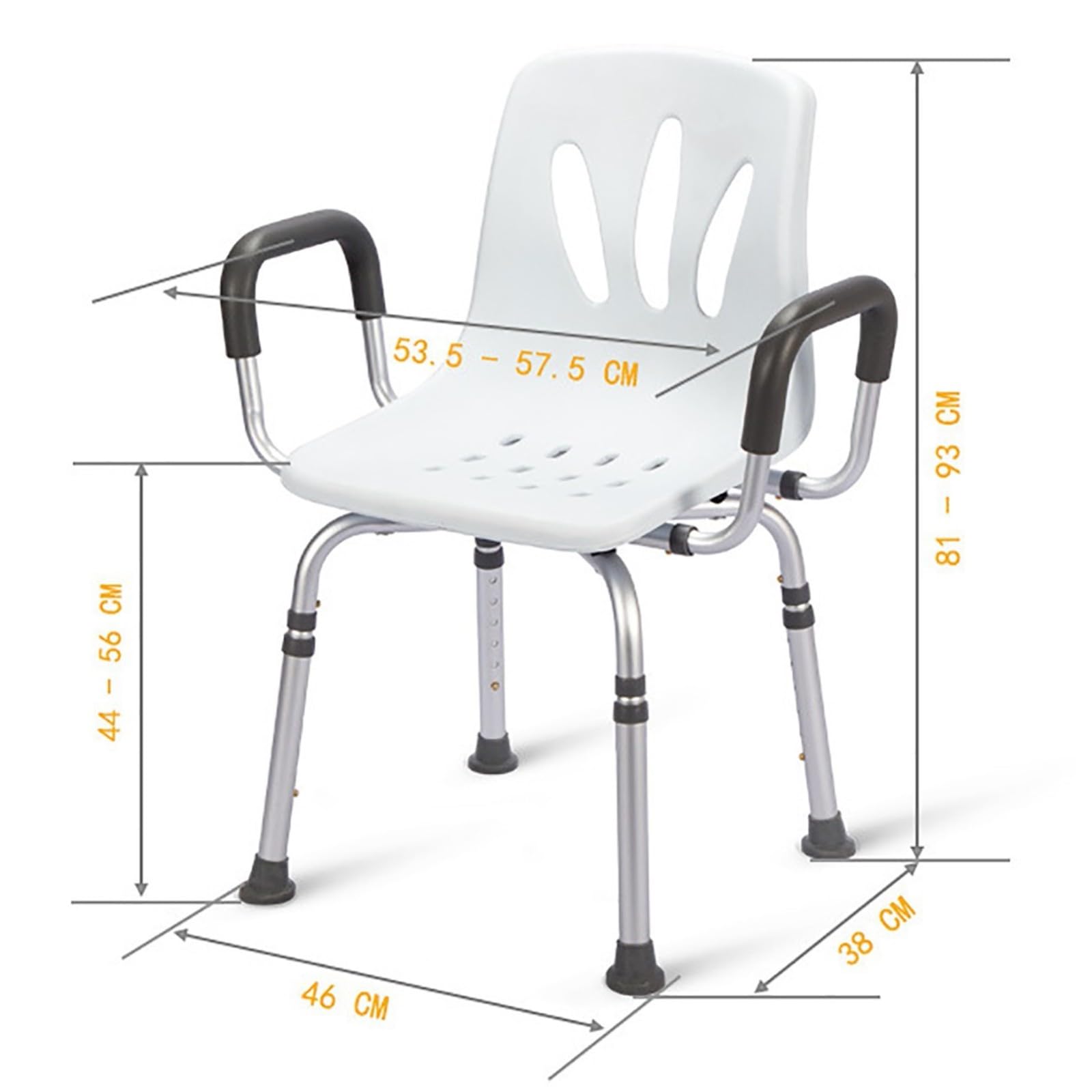 Silla De Ducha Asiento De Ducha Silla De Baño Taburete De Ducha Antideslizante Asiento Regulable En Altura Silla De Baño con Respaldo Y Reposabrazos, Taburete De Baño, 136Kg