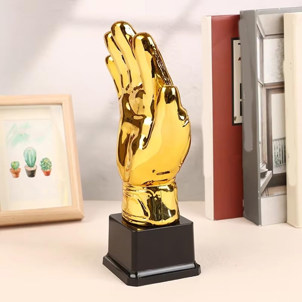 Trofeo de Fútbol, Trofeo de Portero, Forma de Guantes, Copa de Trofeo Grande Dorada para Competiciones de Ortografía y Partidos Deportivos.