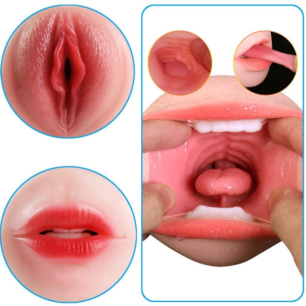 Tazza per Masturbazione Maschile, Gatto Tascabile 2 in 1 E Vagina 3D Strutturata Realistica, Giocattoli del Sesso Orale, Tazza per Vagina per Masturbazione Maschile Prodotti per Adulti