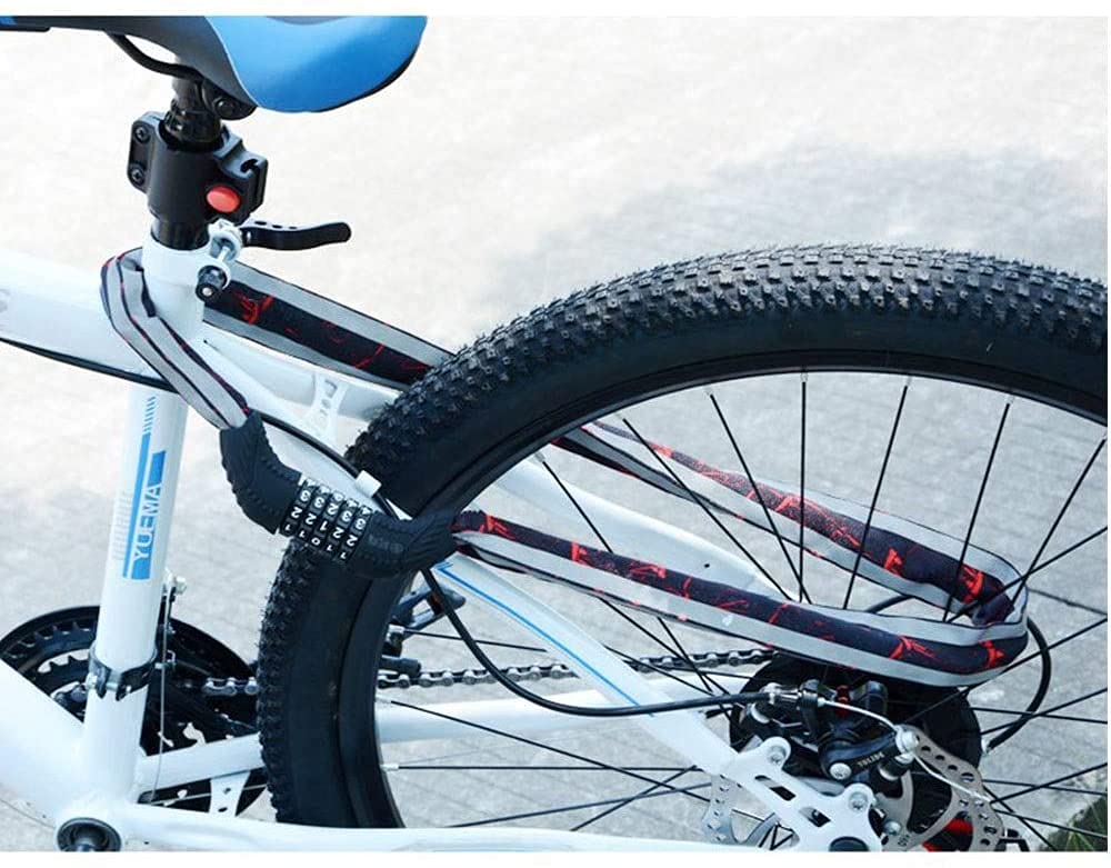 Lucchetto per Bicicletta/Catena per Bicicletta/codice a 5 cifre, può reimpostare 100.000 Codici, con Striscia Riflettente, utilizzato per Biciclette, motociclette, Porte
