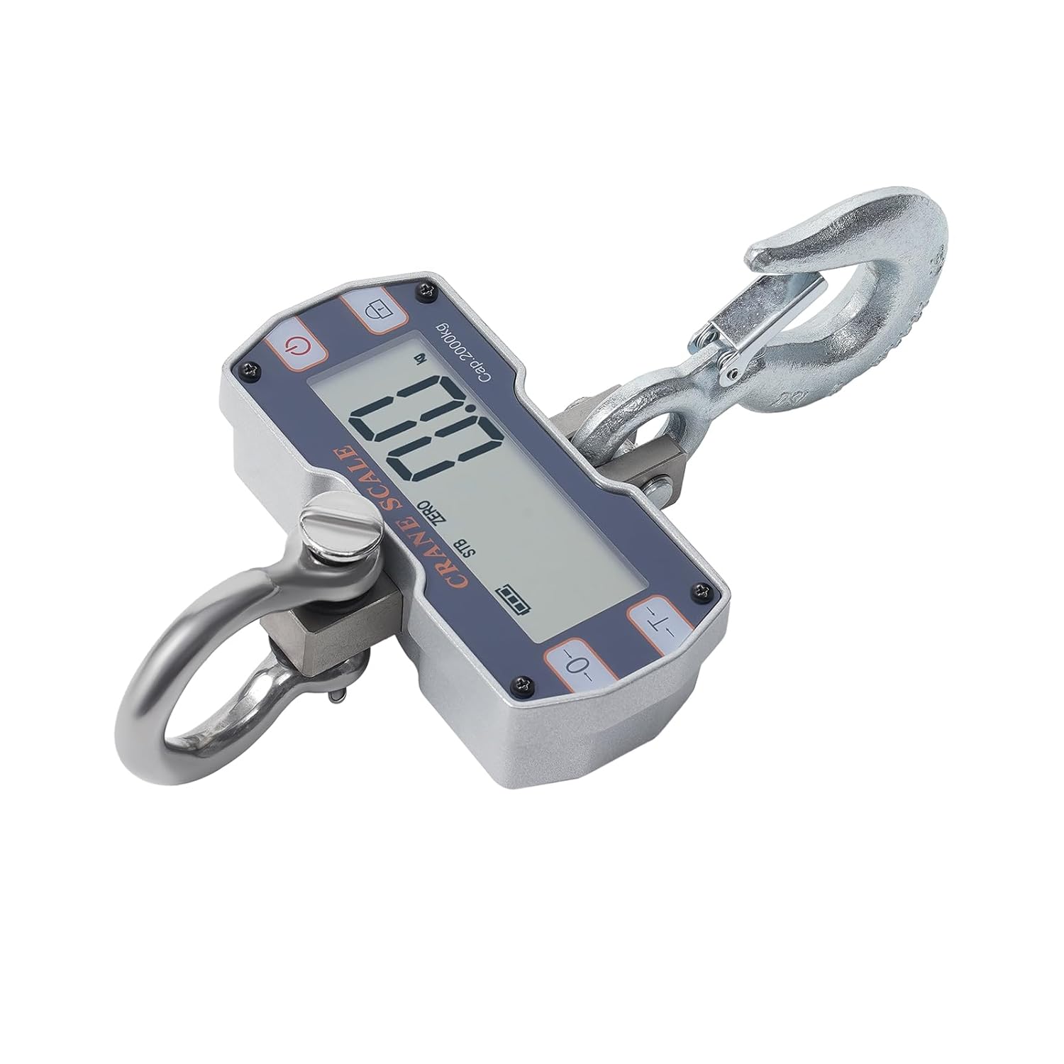 Digital Crane Scale, 2 Ton, 4400lb/2000kg, Industrial, Electronic, Portable, Big Hoist, Wild Game Scale, kg/lb/N, Silver Grey