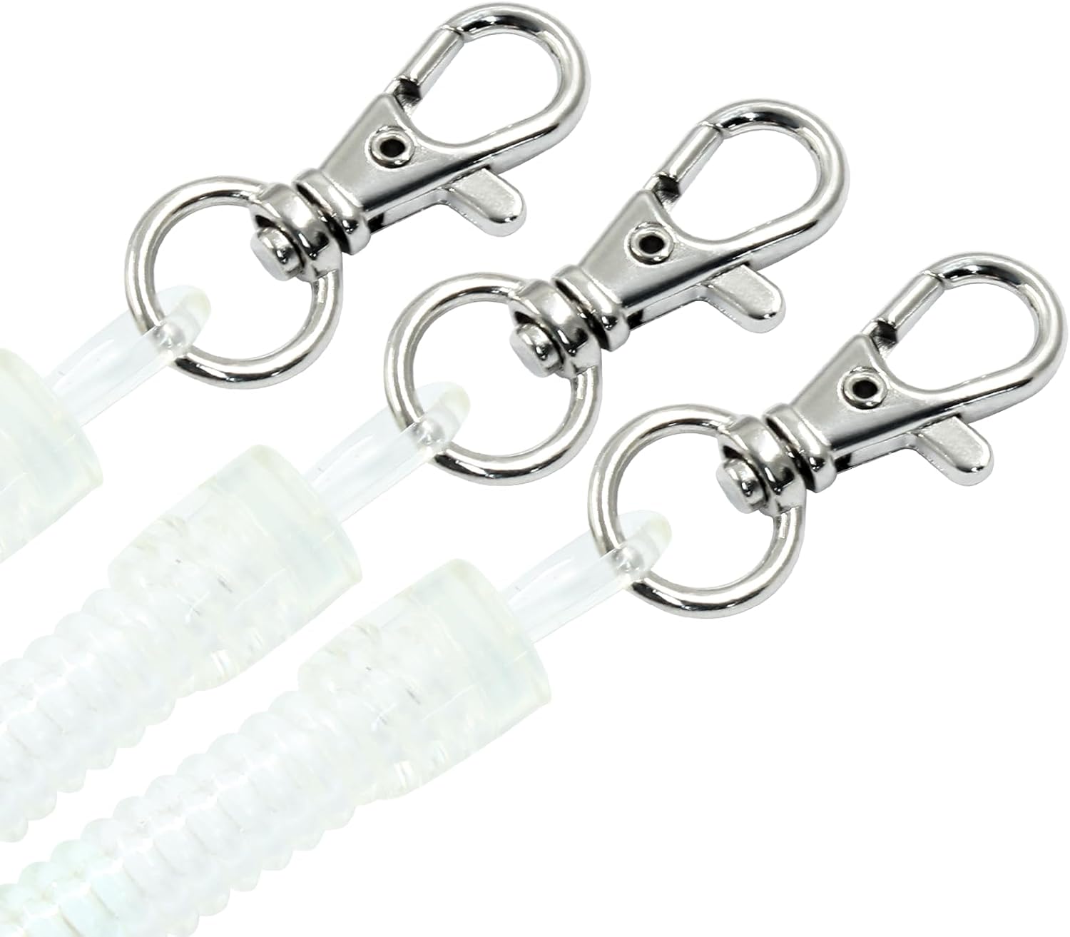 4 Pcs Retractable Coil Spring Keychain Colorful Spiral Coil Cord Keychain Holder with Key Ring & Lobster Clasp, Spiral Lanyard Cord for Keys Wallet Cellphone, Brown & White - Image 4