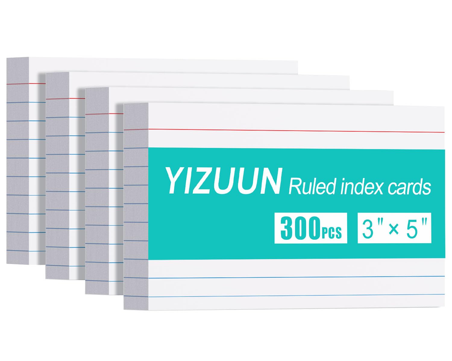Index Cards 3x5, 300 Pack, Ruled Index Cards, Notecards 3x5 Lined, Flash Cards for Studying, Note Cards 3x5 for Office, Home and School, White, 4 Packs of 75 Pack