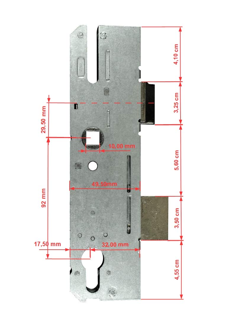 KFV Reparatur Schlosskasten Hauptschloss AS 8250 Dornmaß: 35mm (32mm) / Entfernung: 92mm, incl. SN-TEC® Montagematerial zum Schrauben und Nieten & SN-TEC® Montageanleitung