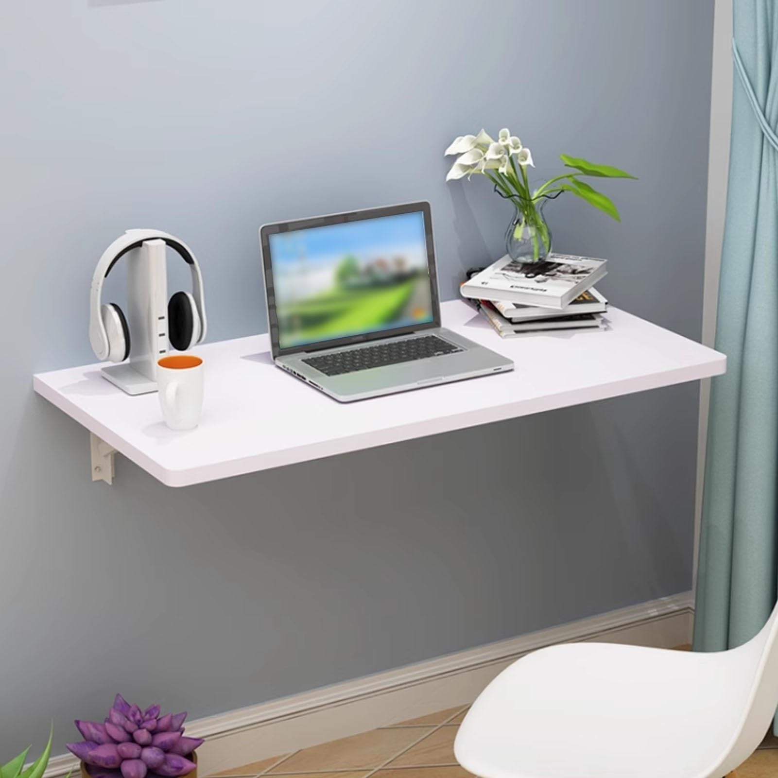 Table de Bar pour Petit-déjeuner Pliable et Bureau d'ordinateur