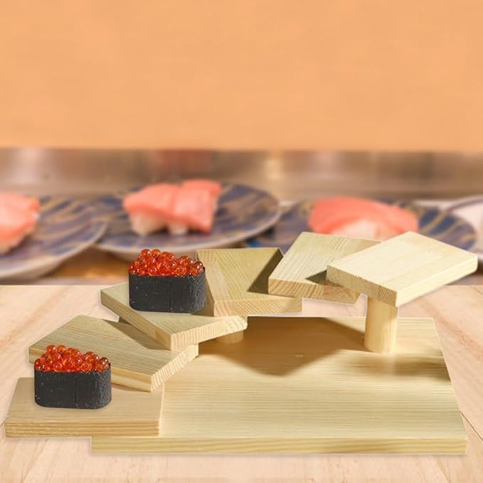 Plato de Sushi Japonés de Madera Escalonado Giratorio miniatura 6