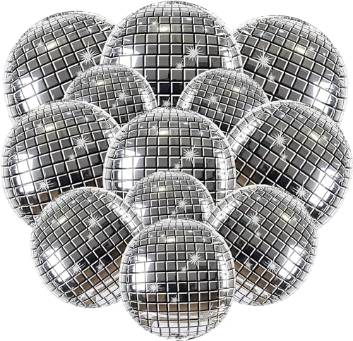 Ballons Disco en Aluminium - 12 Pièces pour Fête de Danse, Anniversaire, Mariage, Baby Shower - Décorations de Soirée