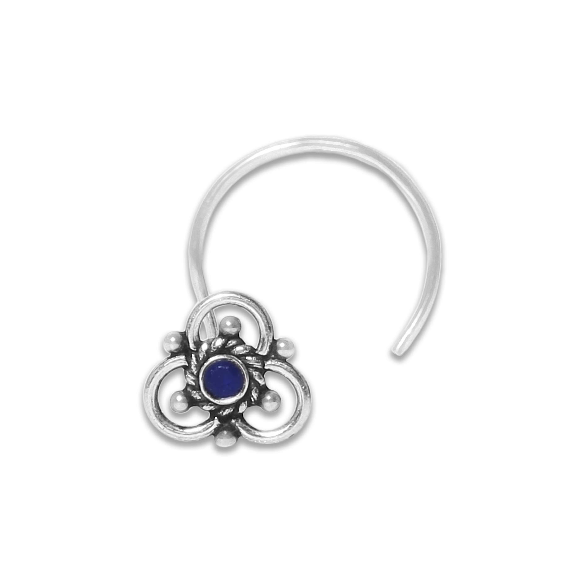 NEMICHAND JEWELS 925 sterling Silver Triangle Antique Flower oxidized Nose Pin/Nose ring for womens (SS-6) (B08TKT8FNL) Amazon Price History, Amazon Price Tracker