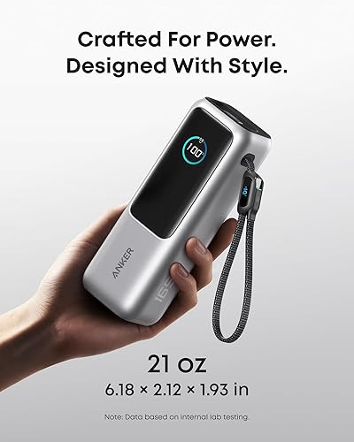 Miniatura 7 de Anker Banco de energía para laptop, cargador portátil de 25,000 mAh con puertos USB-C triples de 100 W, cables retráctiles integrados, aprobado por