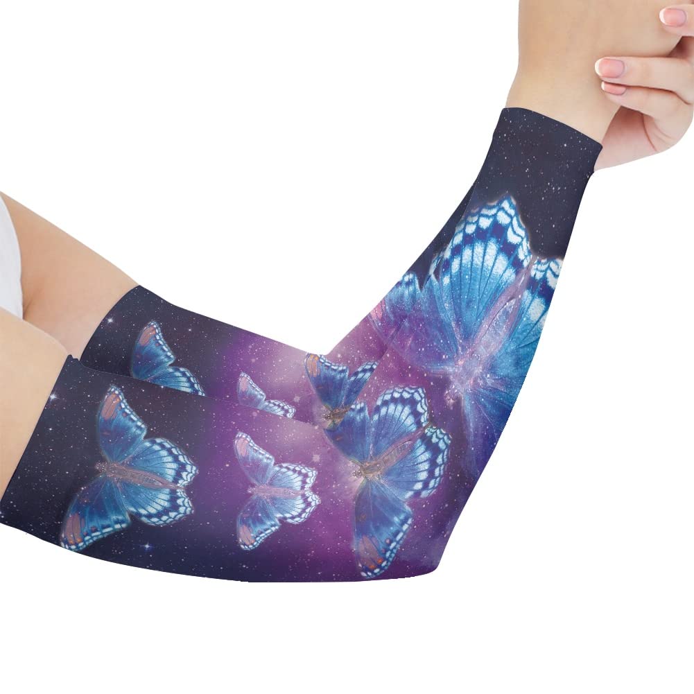 GLUDEAR Cooling Arm Sleeves for Men & Women 3D Printed Sports Arm Sleeve UV Sun Protection Tattoo Sleeve Covers,Four Butterfly,M