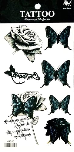 Miniatura 8 de Tatuajes 2 hojas de plumas de pájaro negro temporales tatuajes falsos fantasía moda mujeres sexy pintura corporal tatuaje adhesivo para niños,