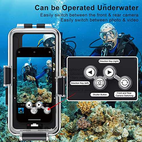hitfine Underwater Case Only for iPhone Series,Diving Phone Case [Operated Underwater][98FT/30M] Snorkeling Photo Video,Waterproof Case for iPhone/13/Pro/Pro Max/Mini/12/11/XR/XS/MAX/8/Plus/SE Black - Image 4