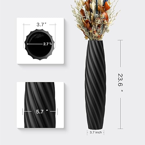 Miniatura 2 de Jarrón alto de piso de 27.5 pulgadas, florero decorativo grande para sala de estar, oficina, chimenea, decoración del hogar, resina negra