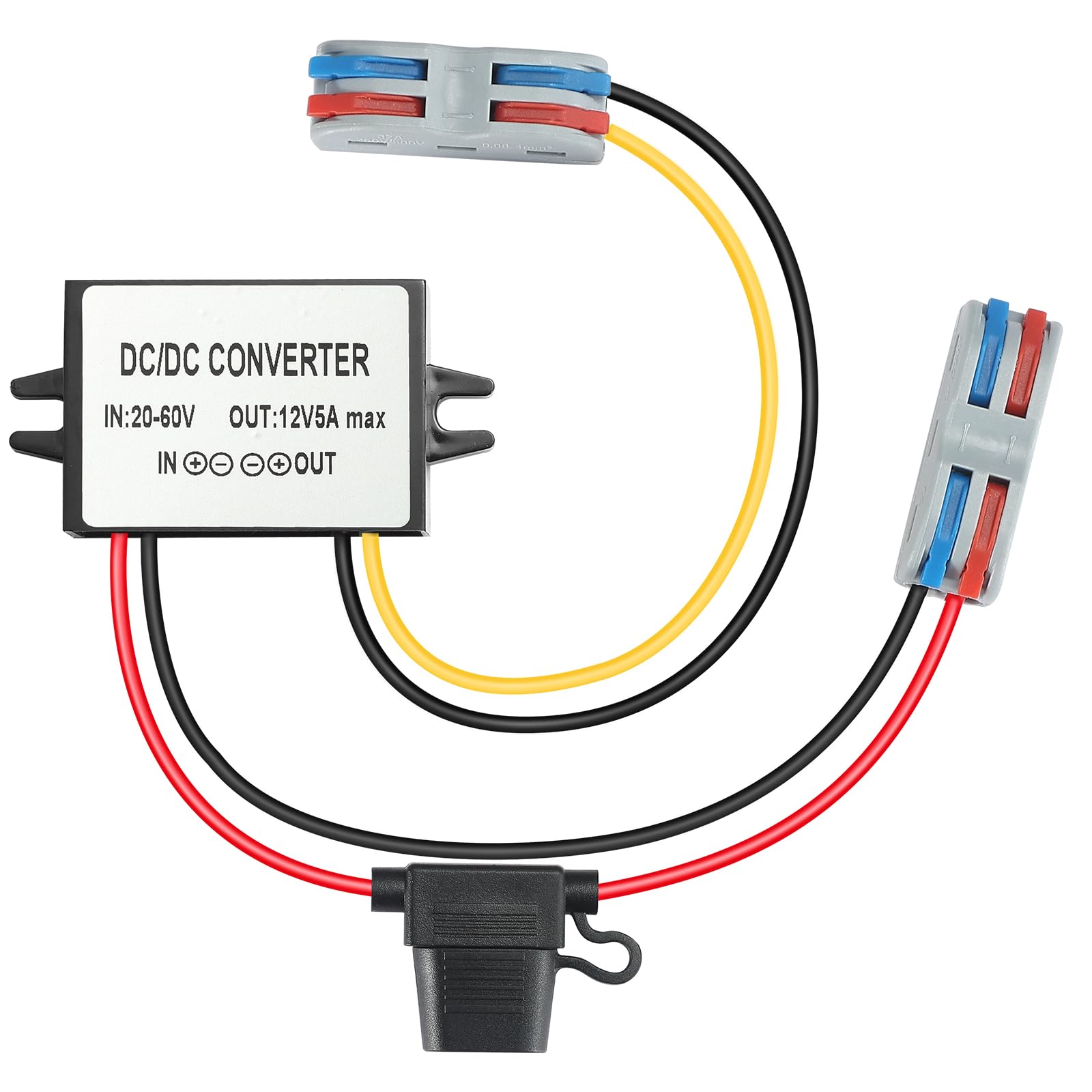DC 20V-60V to 5A 12V Step Down Converter Buck Transformer Power Supply for Golf Cart CNC Equipment Switches Photovoltaic Panels etc