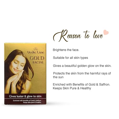 Miniatura 2 de Vedicline Gold Kit facial hermoso dorado brillante piel iluminadora con ingredientes de azafrán, almendras y sándalo (limpiador, exfoliante, crema,