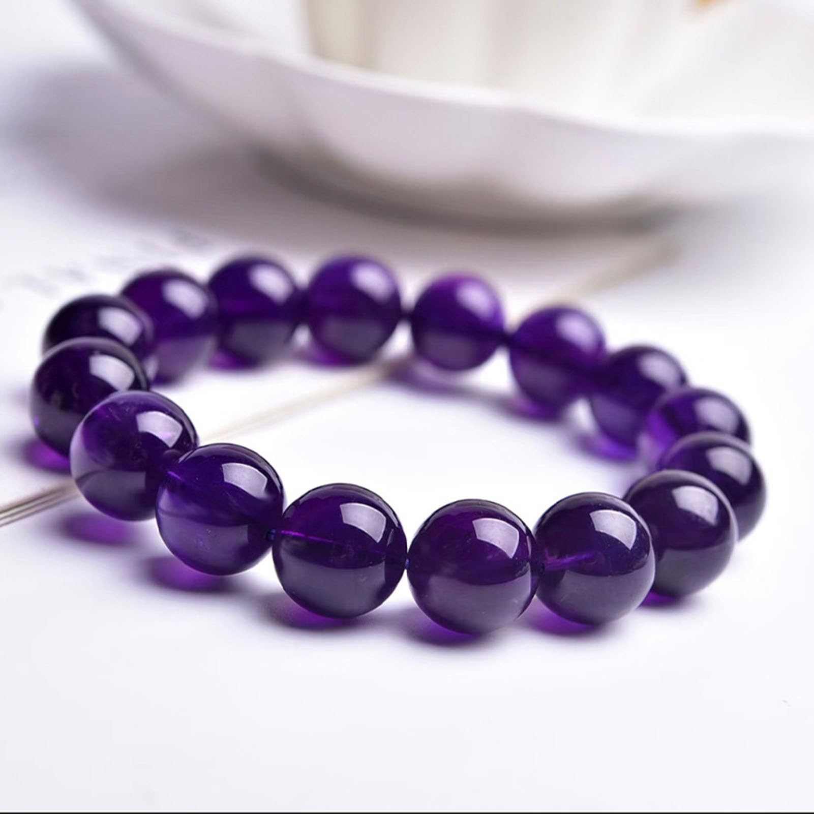 Bracciale con Ametista Naturale Fatto a Mano, Amore Amicizia Protezione Pietra di Cristallo Braccialetti con Ametista Spirituale, Affari Denaro Ricchezza Prosperità Buona Fortuna,2a,10MM