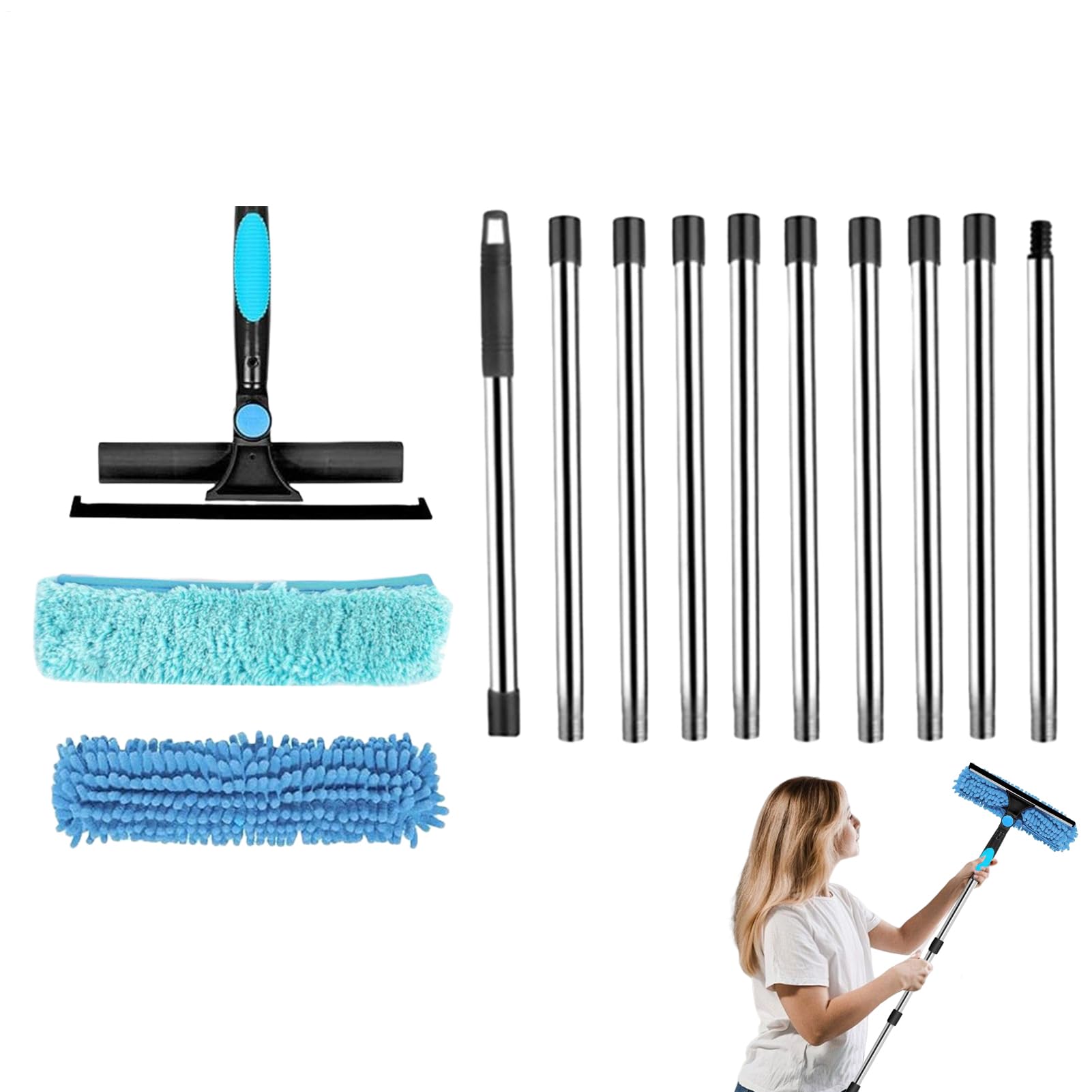 Plumero de Mango Largo | Plumero para Techos con de Extensión - Accesorio Eliminador de Polvo Herramientas de Limpieza para Ventanas Muebles Techos